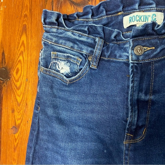 Rockin’ C Women's High Rise Flared Jeans Size 29 Elastic Waist Raw Hem Western - Picture 3 of 11